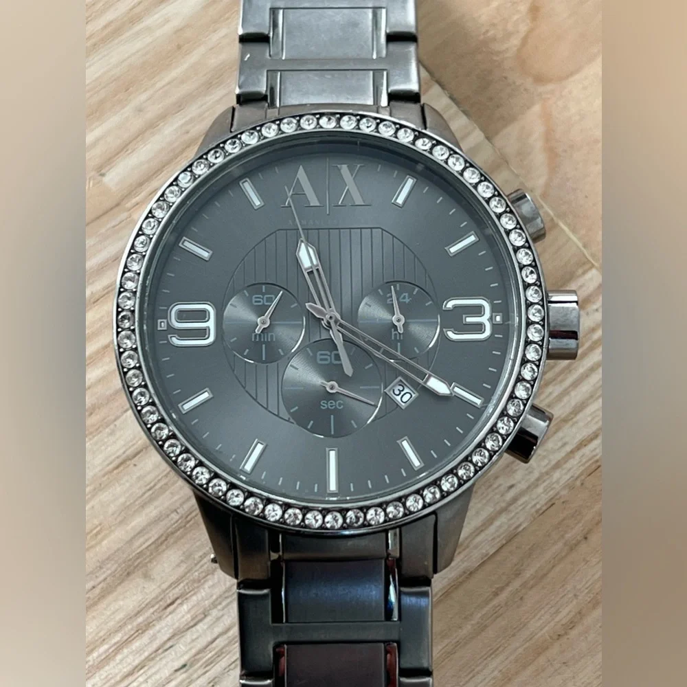 Armani Exchange Chronograph Crystal Men’s Watch All Stainless Steel, Date Window